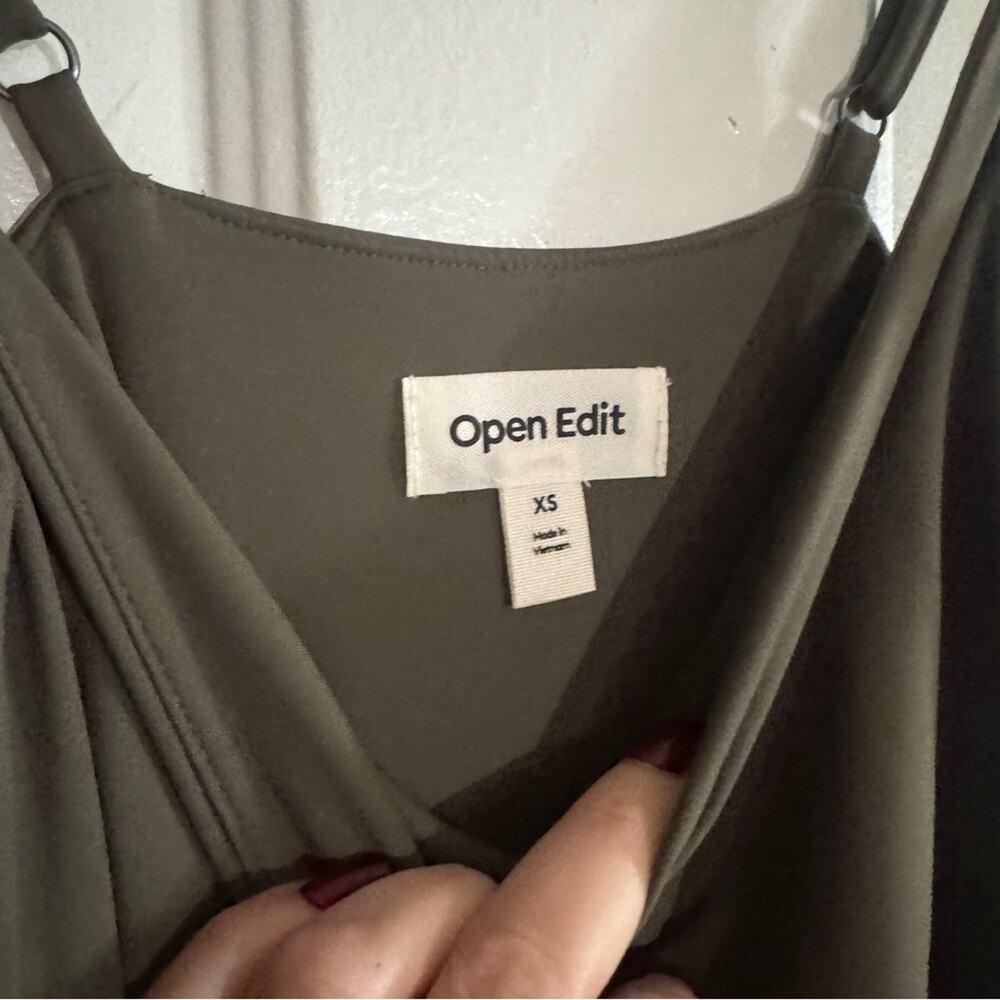 NEW Open Edit Smooth Edit Strappy Midi Slipdress, Olive Green Midi Dress, XS - Picture 11 of 12